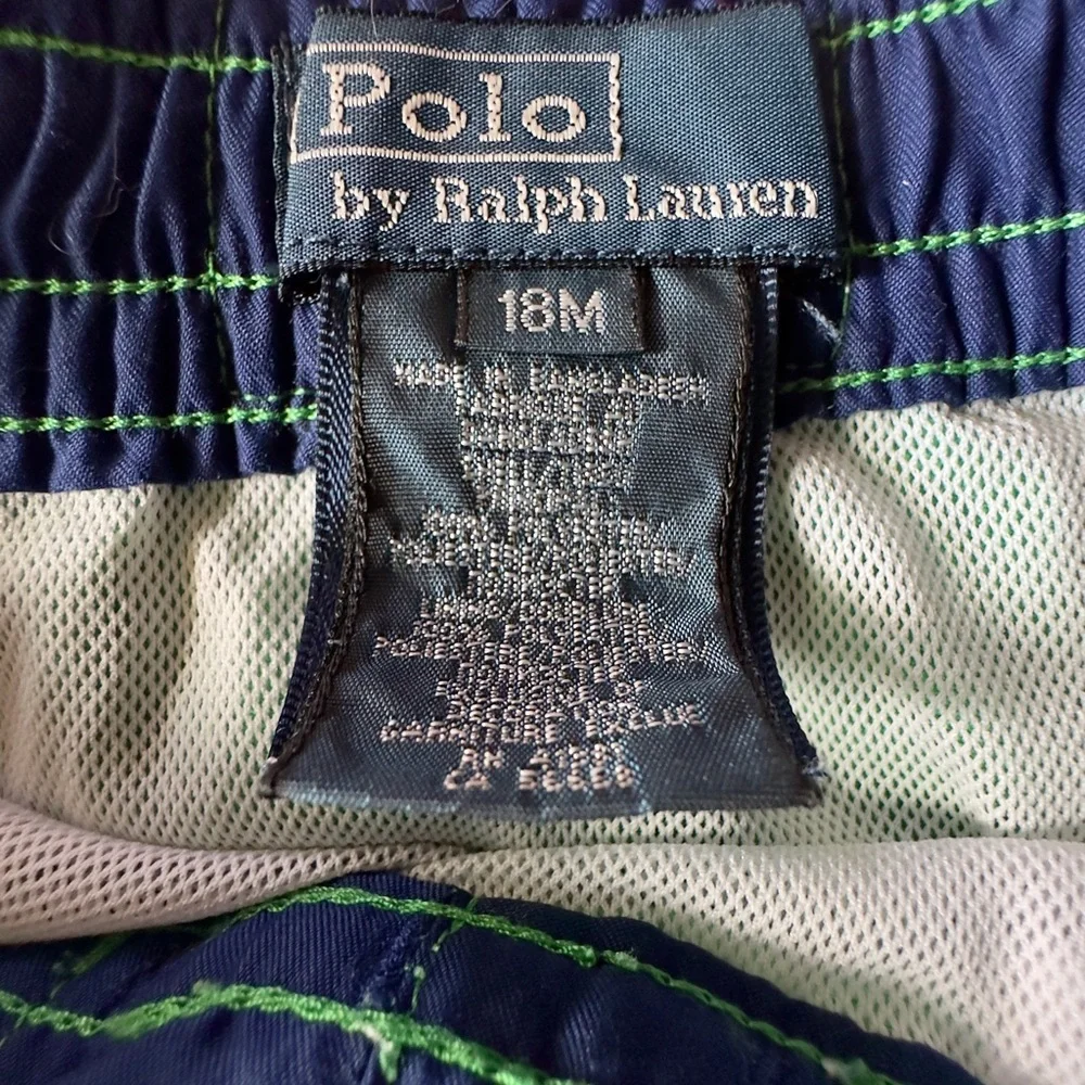 EUC Polo Ralph Lauren Navy and‎ Green Kids' Swim Shorts Size 18months